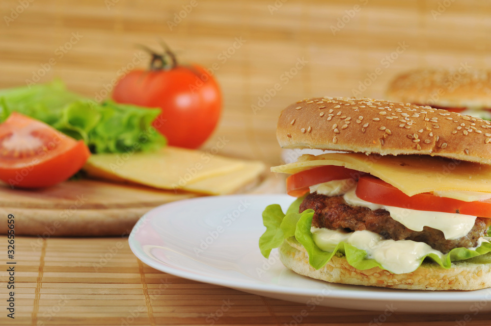 hamburger with cutlet hamburger with cutlet