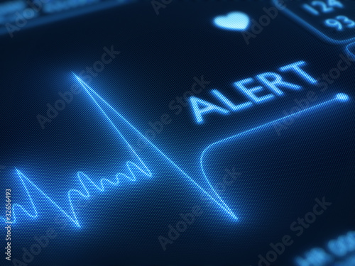 Flat line alert on heart monitor photo