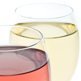 white rose and red wine glass set