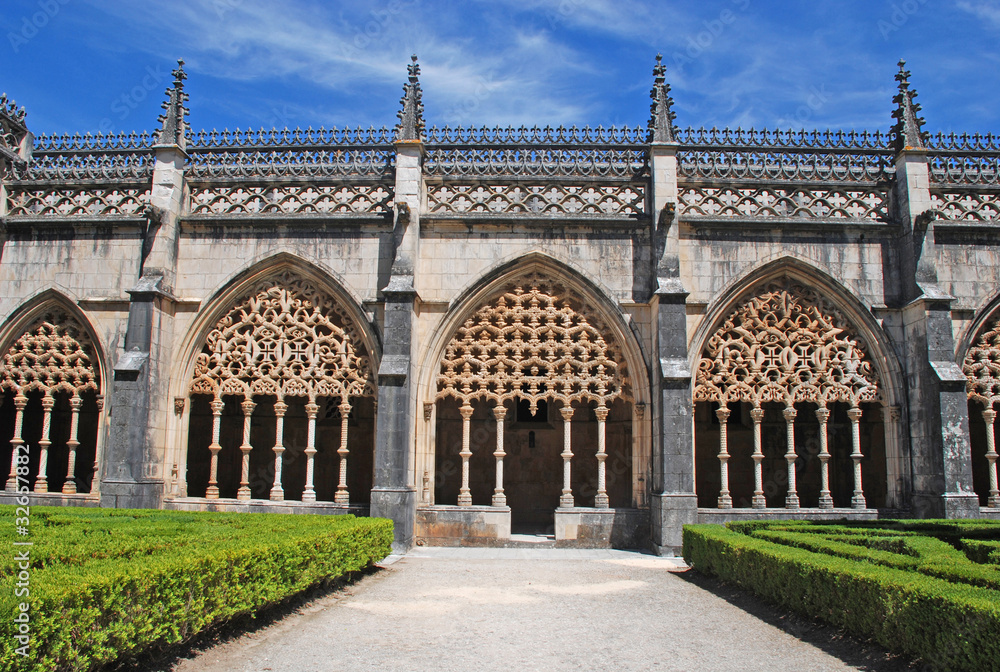 ornamental gothic Batalha Monastery and garden(Portugal)