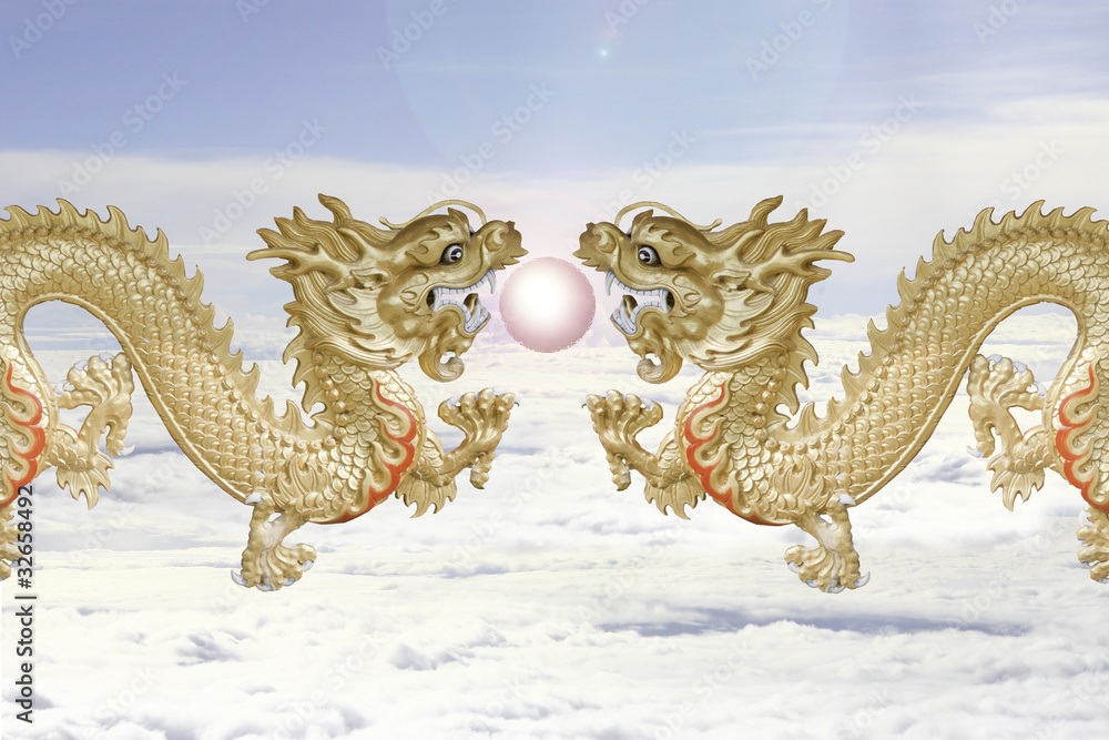 The twin dragons and fire ball. The twin dragons and fire ball.
