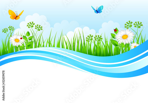 Summer background with grass