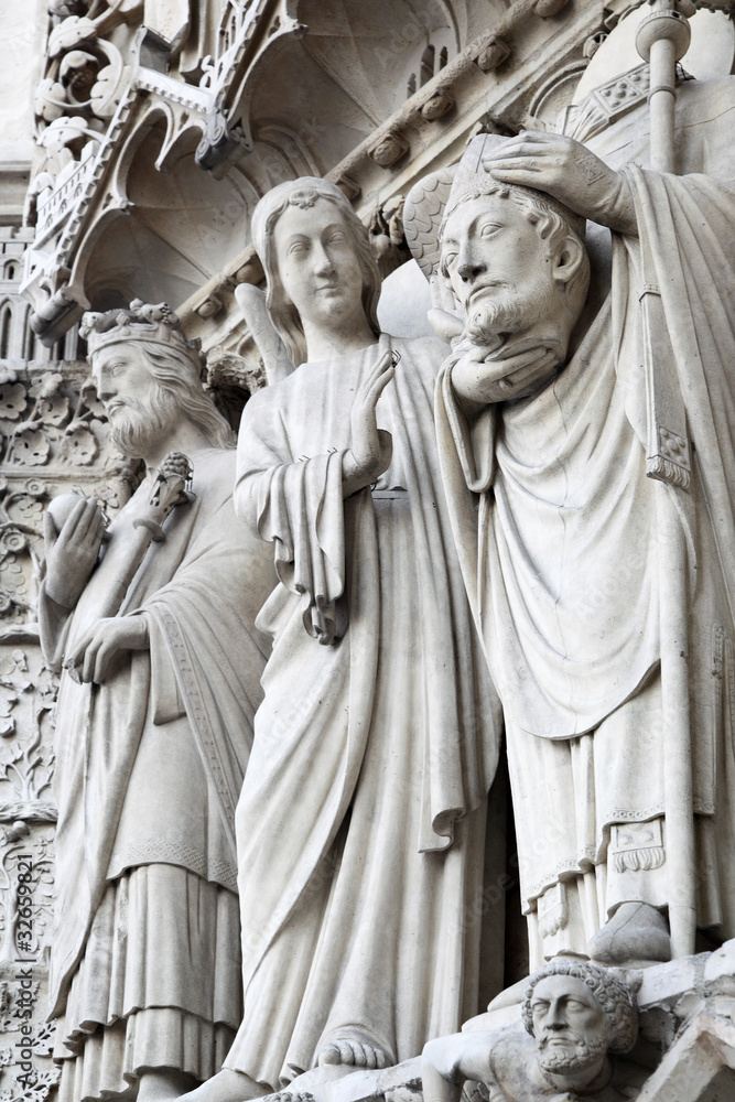 Sculptures on Notre Dame de Paris