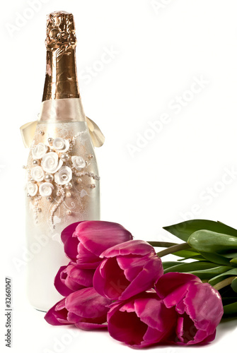 Champagne and tulips