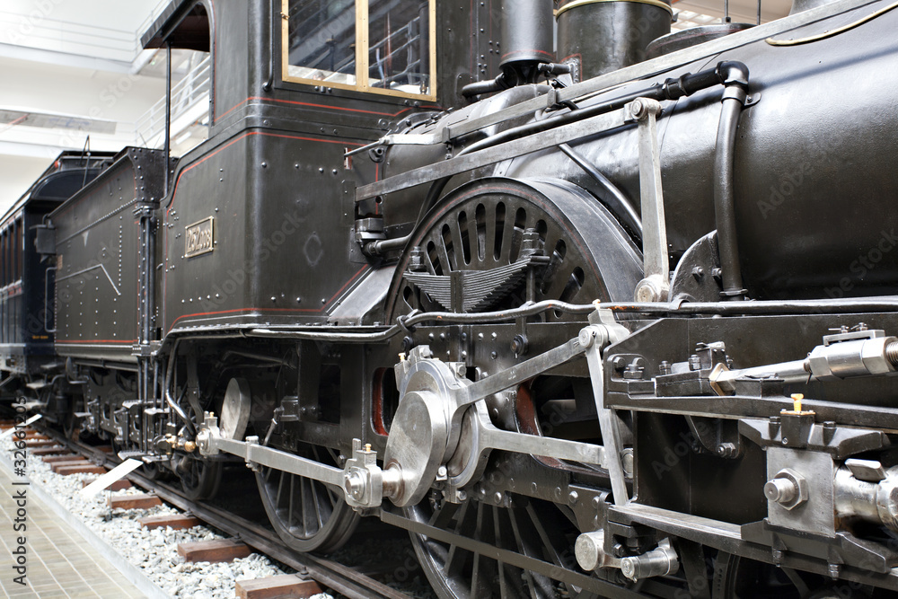 Fototapeta premium Detail of old steam locomotive