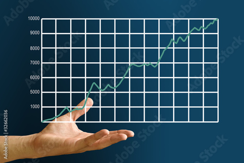Obraz na plátně Hand carry the stock exchange's statistic graph