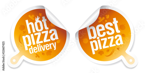 Best pizza, hot pizza delivery stickers.