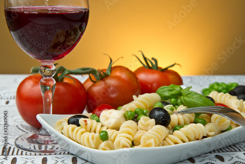 Pasta salad with mozzarella