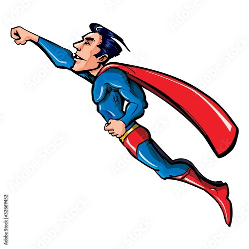 Cartoon flying superhero illustration