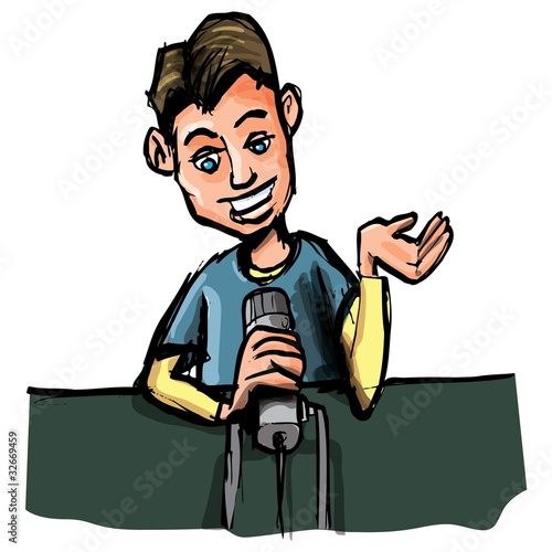 Cartoon of young radio DJ