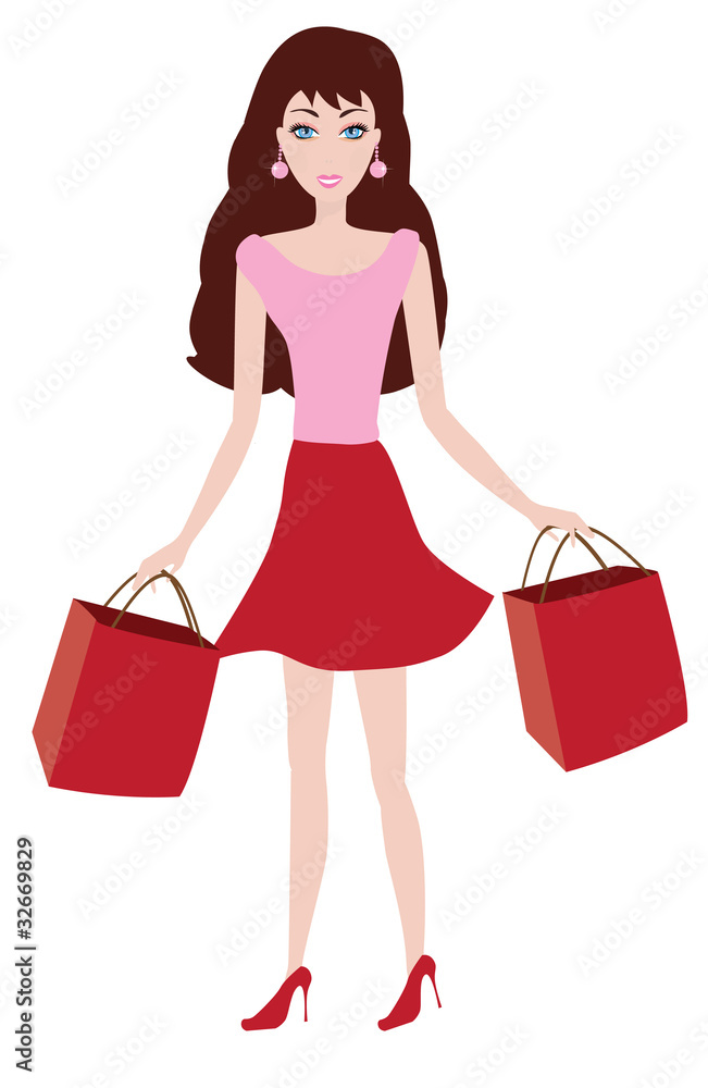 vector shopping girl