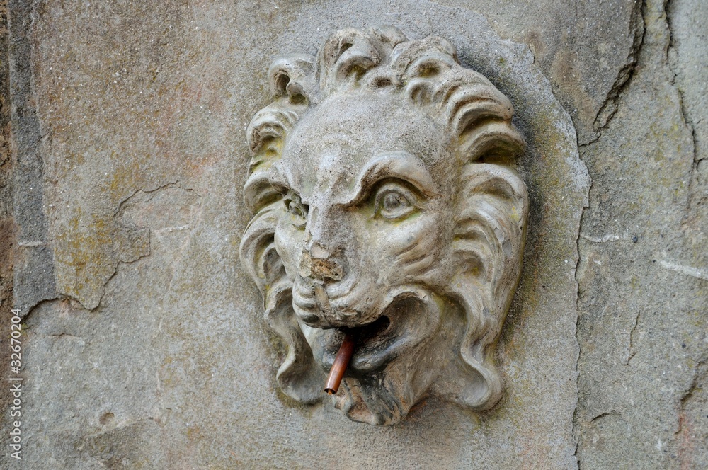 sculpture tête de lion