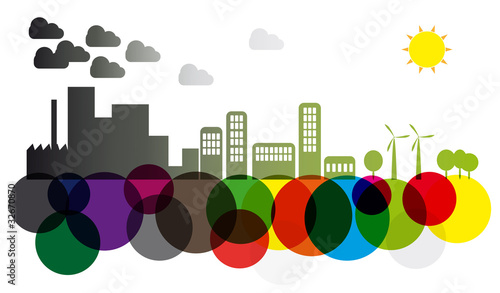 pollution and green skyline