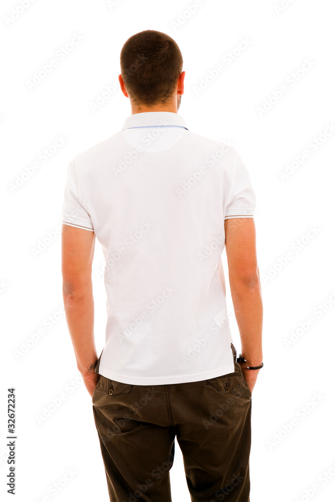 Young man from back, isolated on white Young man from back, isolated on white