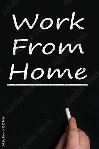 Work from home on black board