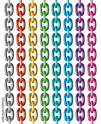 vector set of colorful metal chains
