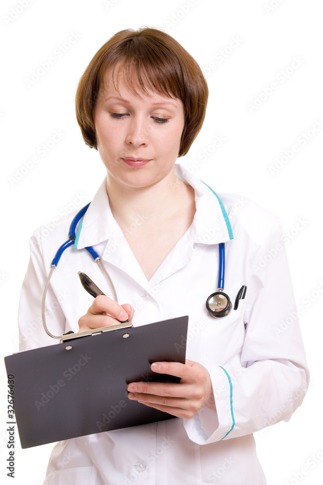 Woman doctor on a white background. Woman doctor on a white background.