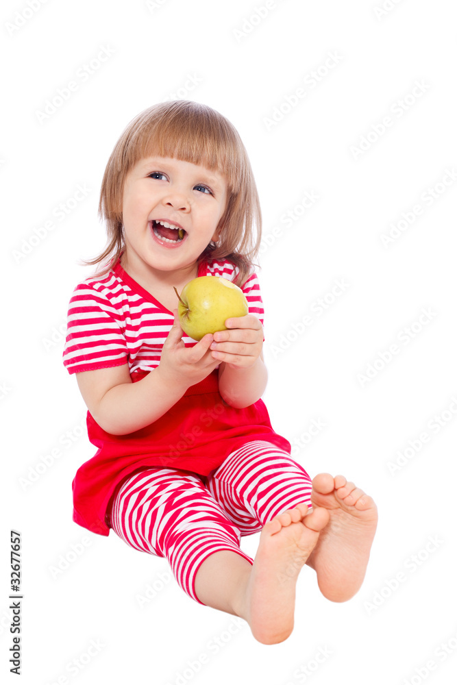 little girl eating an apple little girl eating an apple