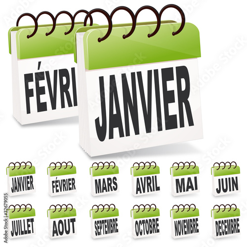 icône calendrier de janvier a décembre