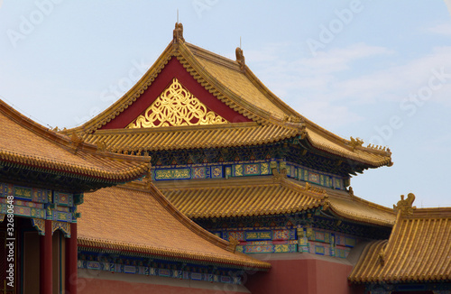 Tile roofs in the Forbidden City  Beijing  China