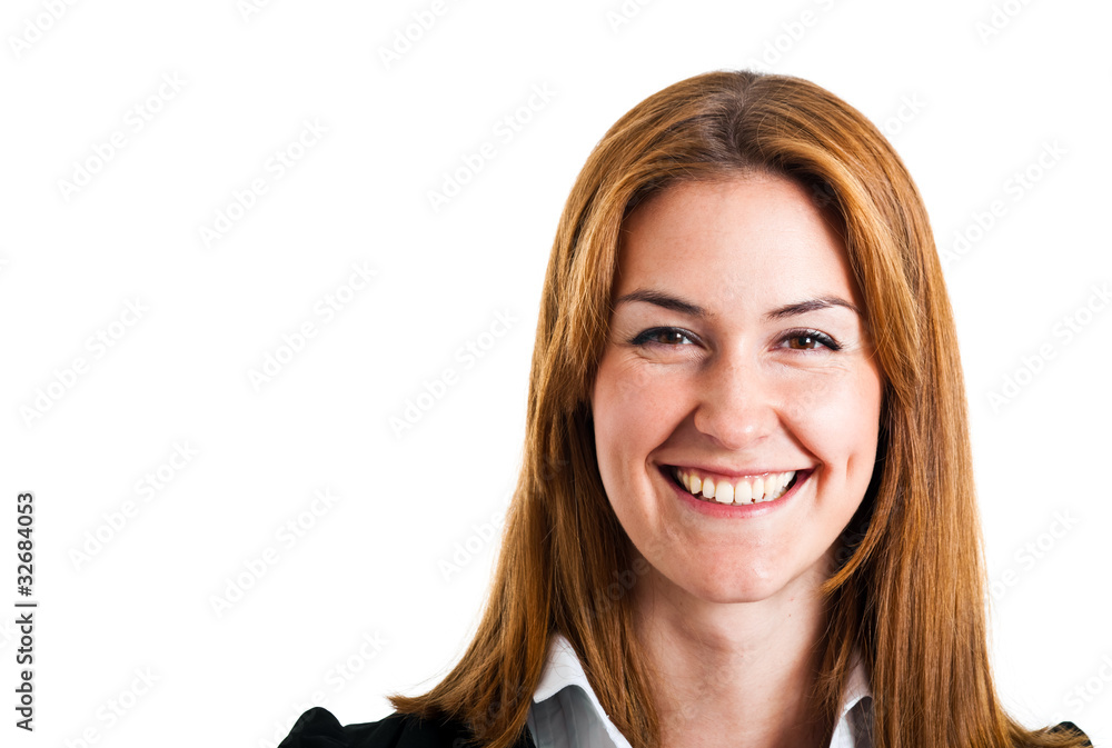 Young smiling businesswoman isolated on white Young smiling businesswoman isolated on white