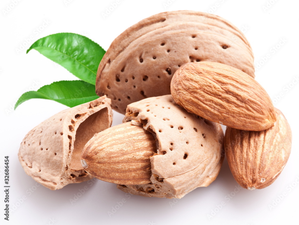 Group of almond nuts. Group of almond nuts.