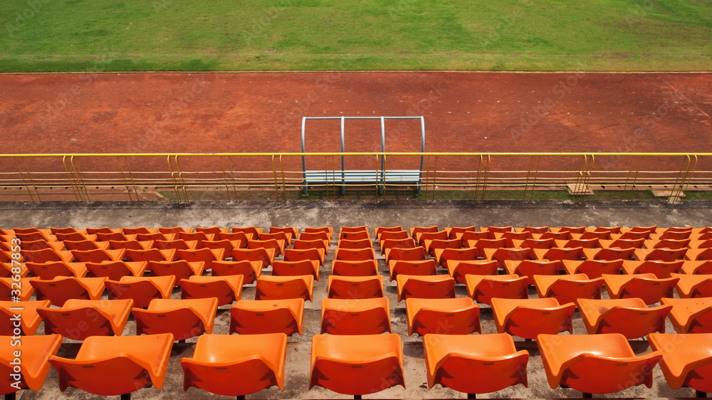 Fototapeta premium Top to green grass on stadium