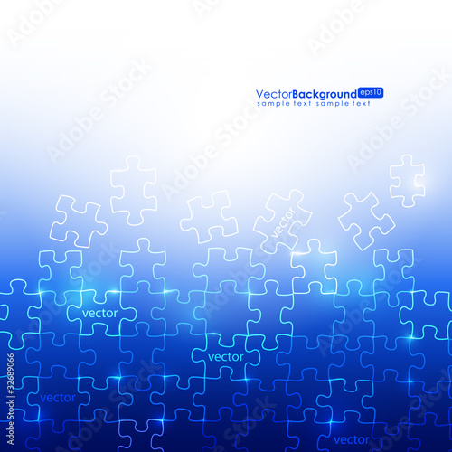 Glowing Blue Puzzle Vector Background