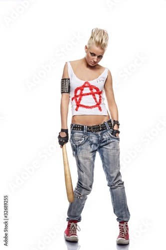 Punk girl with a bat photo