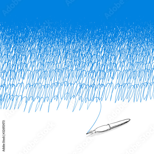 Simple pen. Creativity theme background with copy-space