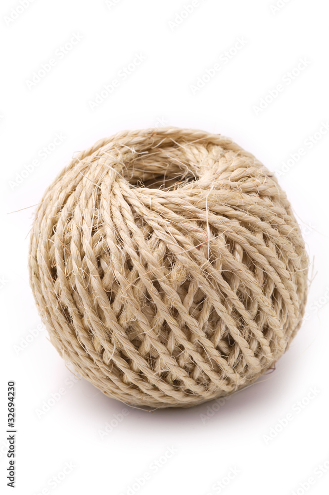 Natural rope ball, isolated, white background Natural rope ball, isolated, white background