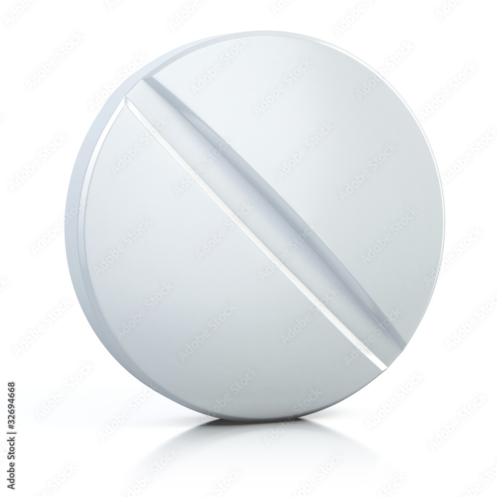 medical pill - tablet 3d illustration isolated on the white