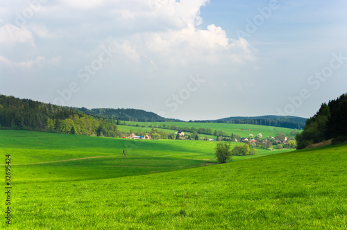 Green scenery with little village