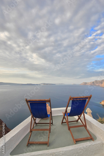 Sunbeds on Santorini