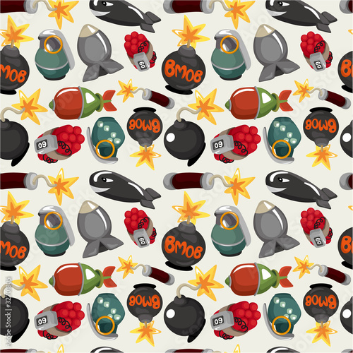 cartoon bomb seamless pattern