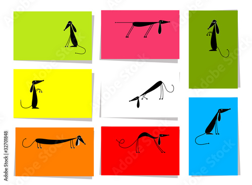 Set of funny dogs, 10 cards for your design