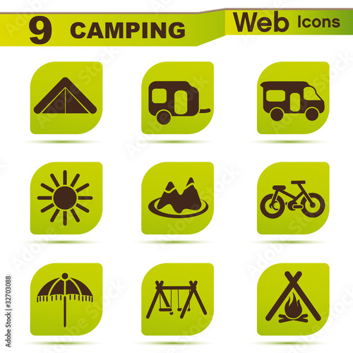 9 icône collection camping/vacances