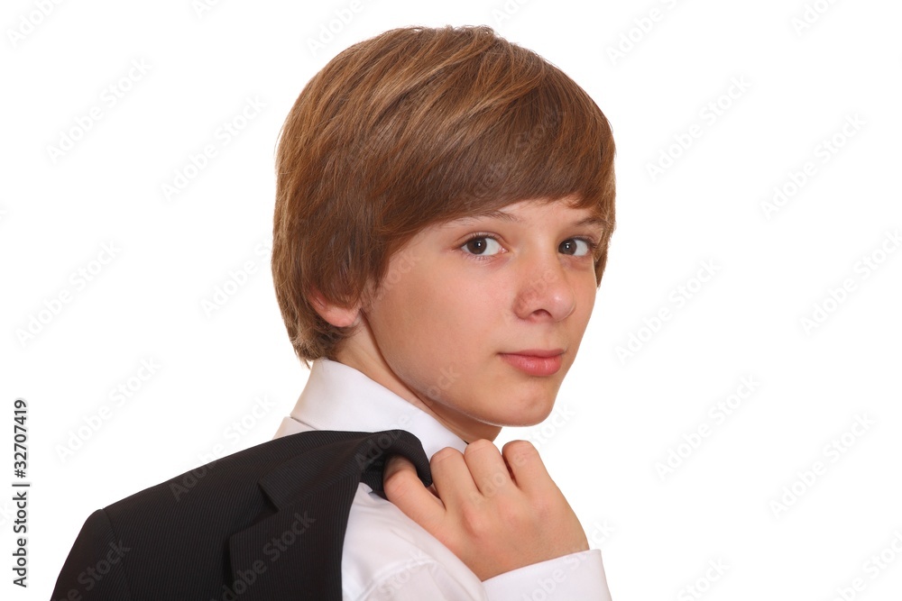 Porträt eines Teenagers in einem Business-Anzug Porträt eines Teenagers in einem Business-Anzug