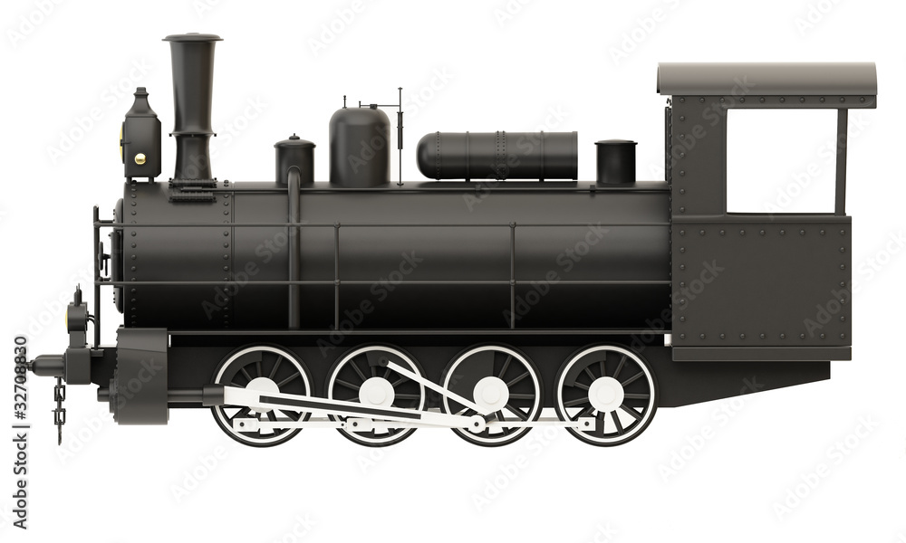 Naklejka premium Old steam train isolated on white background