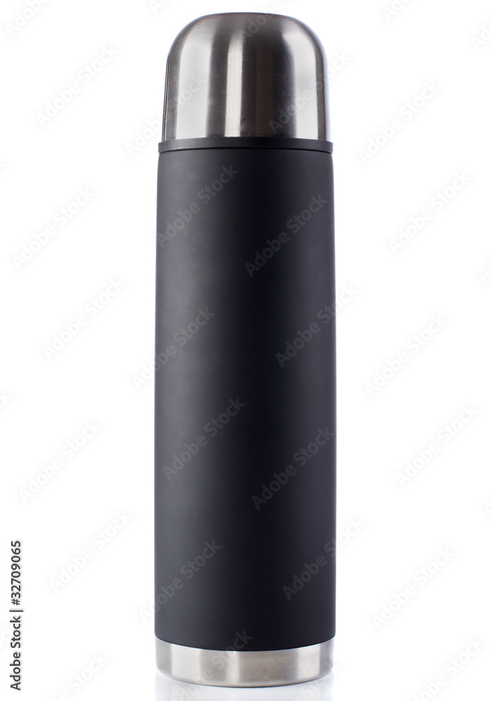 Black thermos with chrome cap Black thermos with chrome cap