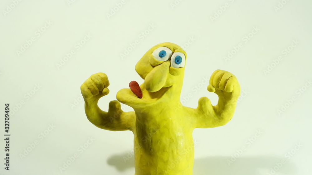Clay Character Flexing His Muscles