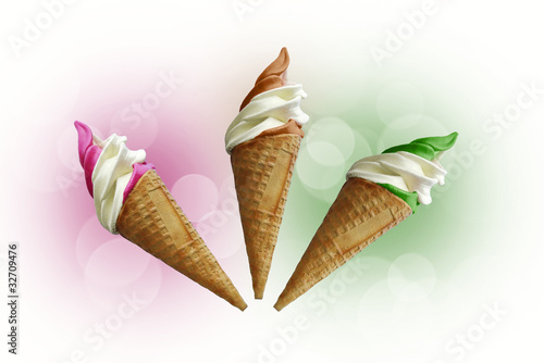 Trois glaces, fond pastel photo