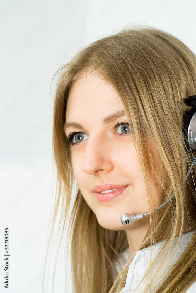 Naklejka premium young nice woman with phone
