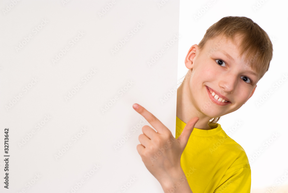 smiling boy with a board