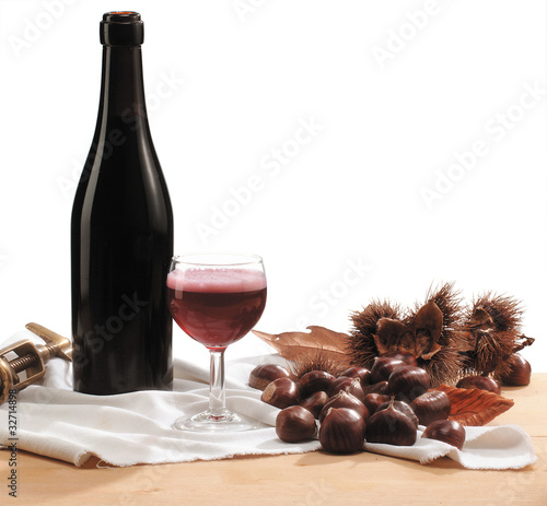 Tablou pe pânză Bottiglia e bicchiere di vino rosso
