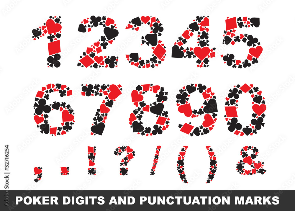 Poker digits and punctuation marks. Vector illustration. Poker digits and punctuation marks. Vector illustration.