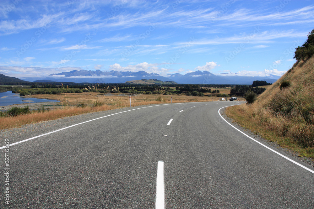 New Zealand - road in Canterbury region