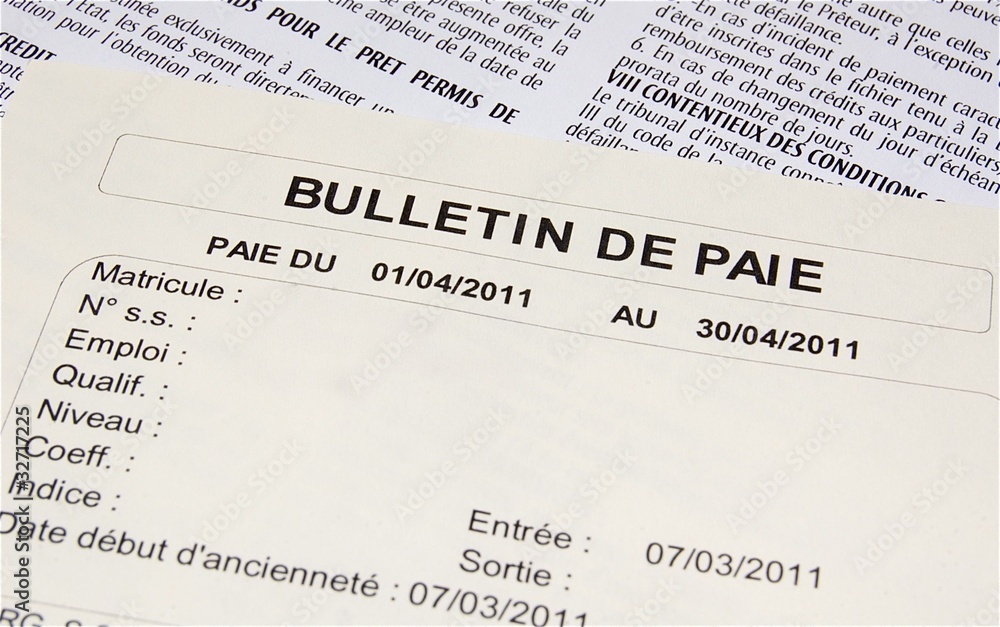 Fototapeta premium Bulletin de paie