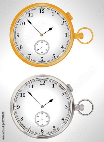 Illustration of gold and silver pocket watches