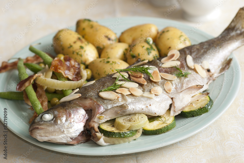 Oven-baked trout with fennel and courgettes Oven-baked trout with fennel and courgettes